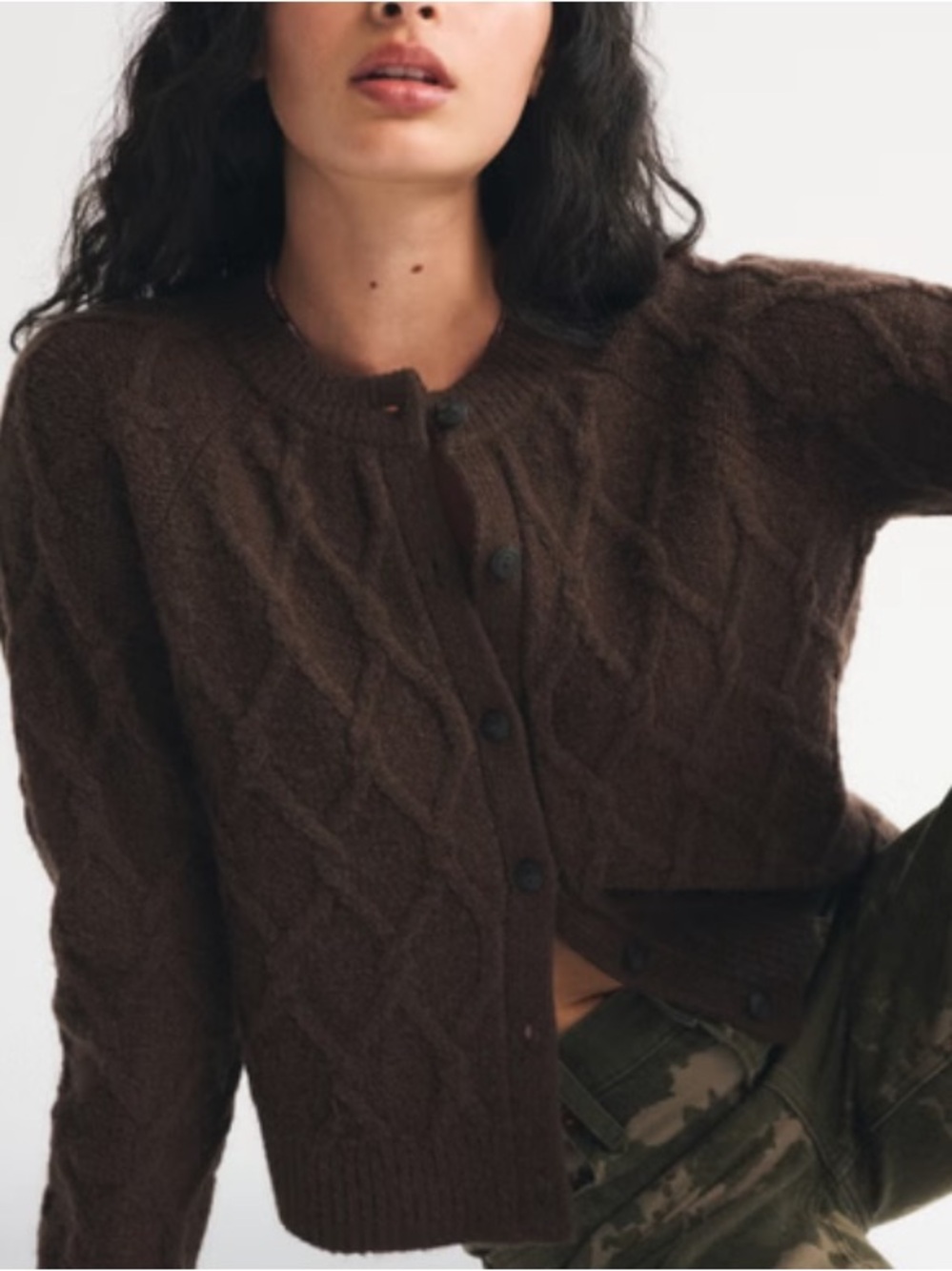 Abercrombie Brown Cable Knit Cardigan Size Medium